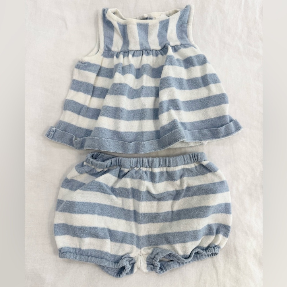 GAP Blue and White Striped Baby Knit Set